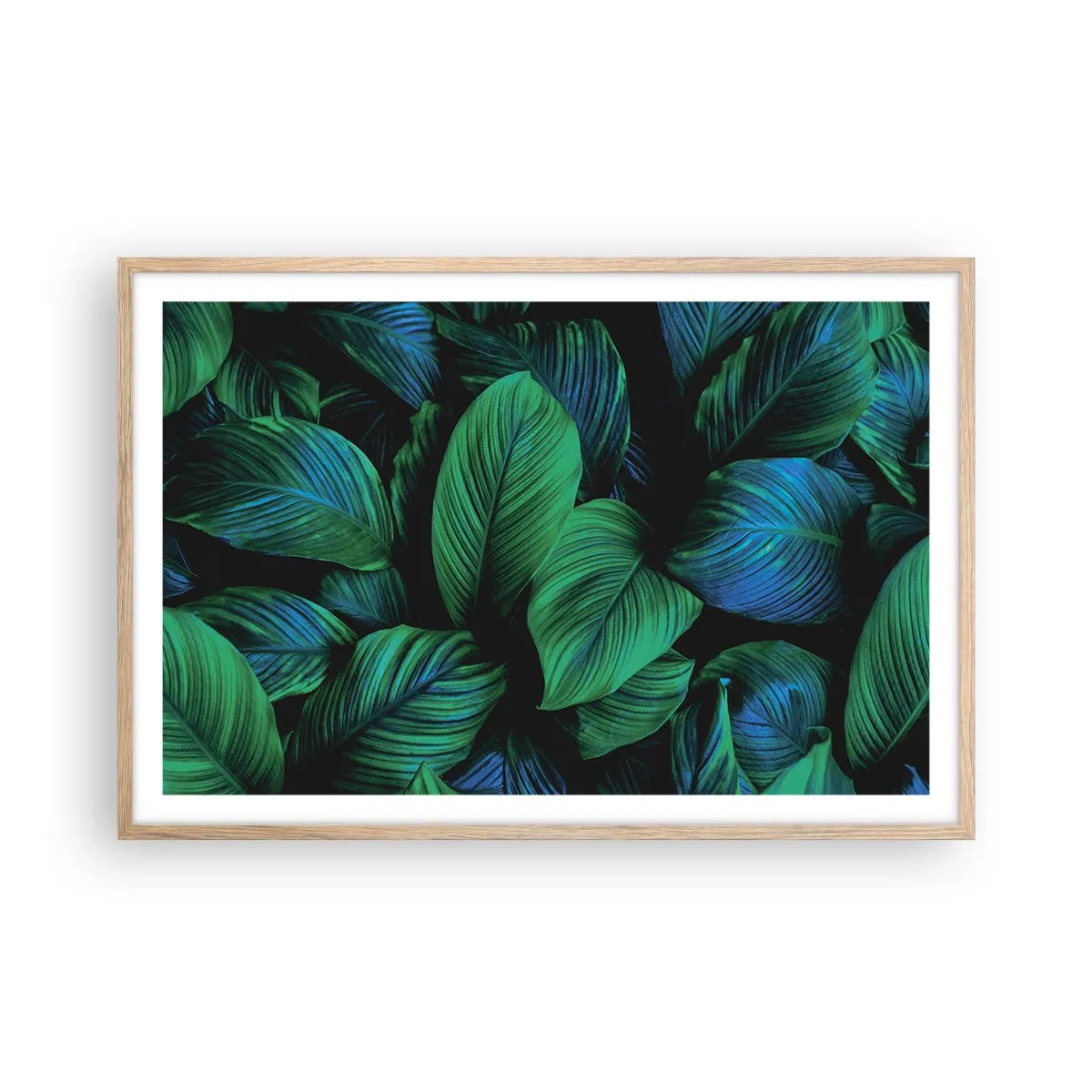 Póster en marco roble claro - En la multitud verde - 91x61 cm