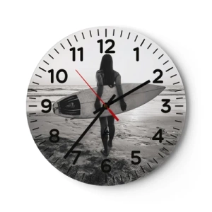 Reloj de pared - Reloj de vidrio - Hija de las olas marinas - 30x30 cm
