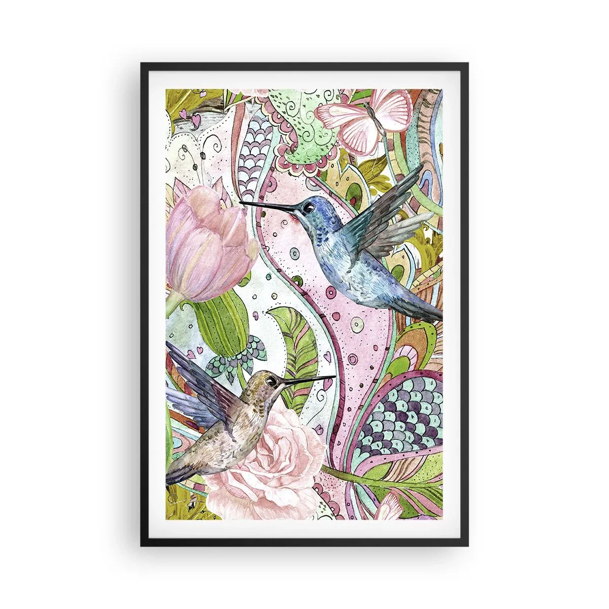 Póster en marco negro - Enredado en las vides - 61x91 cm