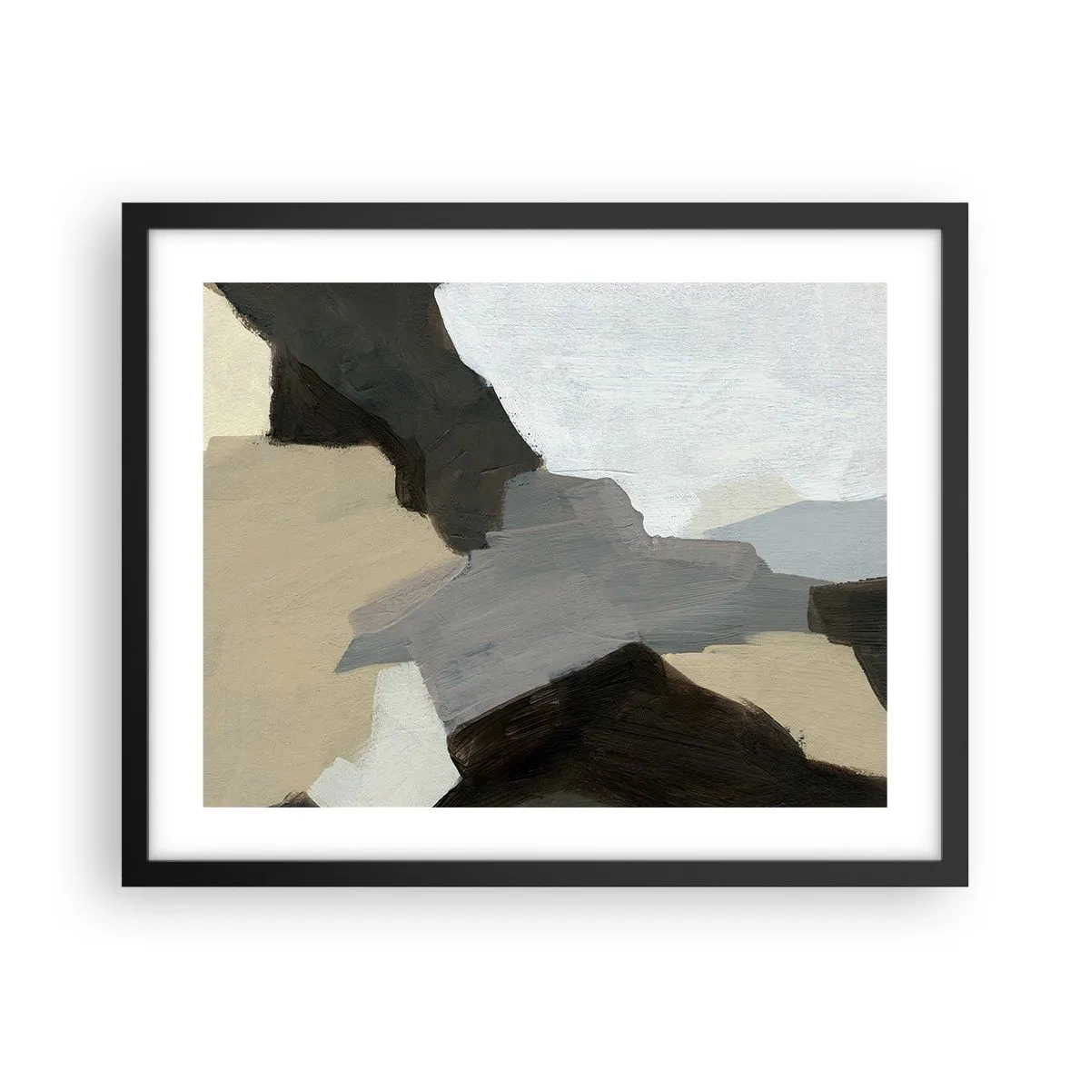 Póster en marco negro - Abstracción: partes del gris - 50x40 cm