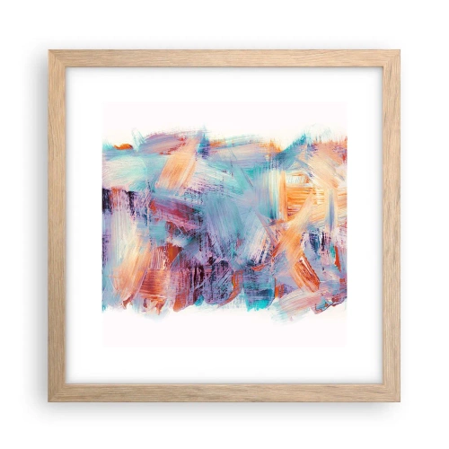 Póster en marco roble claro - Colorido desorden - 30x30 cm
