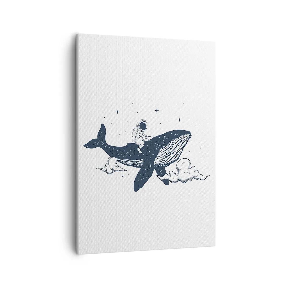 Cuadro sobre lienzo - Impresión de Imagen - Astronauta en una ballena flotando en el espacio - 50x70cm - Una aventura cósmica - Decoración de pared moderna para salón y dormitorio ARTTOR