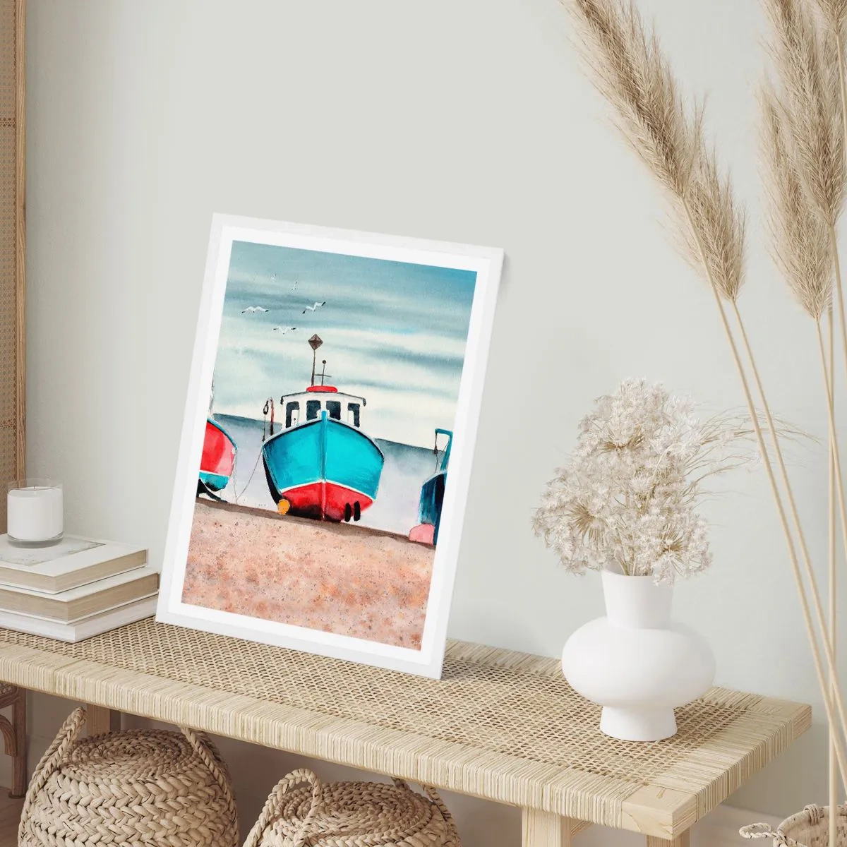 Póster en marco blanco - Listos para la pesca - 50x70 cm