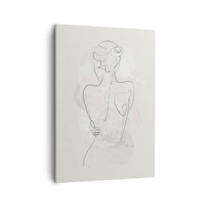 Cuadro sobre lienzo - Impresión de Imagen - Un boceto minimalista de una silueta femenina sobre un fondo claro. - 50x70cm - Como un cuerpo sensible - Decoración de pared moderna para salón y dormitorio ARTTOR