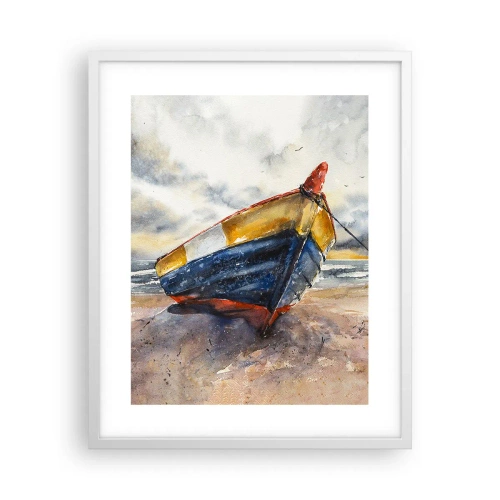 Póster en marco blanco - Descansando en la orilla - 40x50 cm