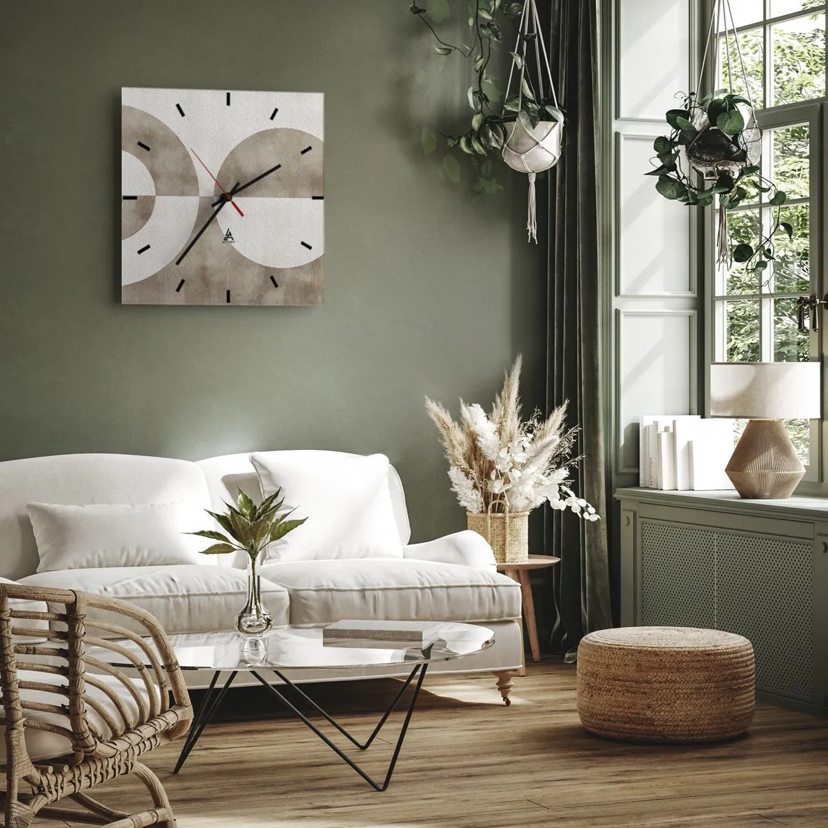 Reloj de pared - Reloj de vidrio - Similitudes y diferencias - 40x40 cm