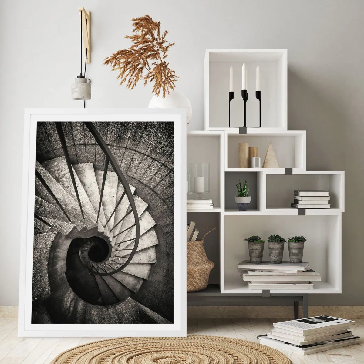 Póster en marco blanco - Escaleras arriba, escaleras abajo - 30x40 cm