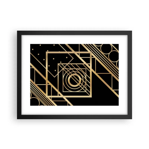 Póster en marco negro - Geometría dorada - 40x30 cm