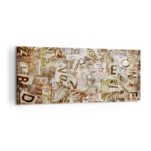 Cuadro sobre lienzo - Impresión de Imagen - Composición abstracta con letras y fragmentos de texto. - 120x50cm - Unificando el lenguaje - Decoración de pared moderna para salón y dormitorio ARTTOR