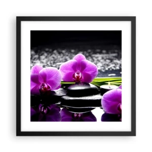 Póster en marco negro - Ahogarse en la paz y la tranquilidad - 40x40 cm