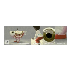 Muestra De Fotomural Standard Eco - Jinete del pescado - Abstracción, Pez, Para niños - 100x30 cm