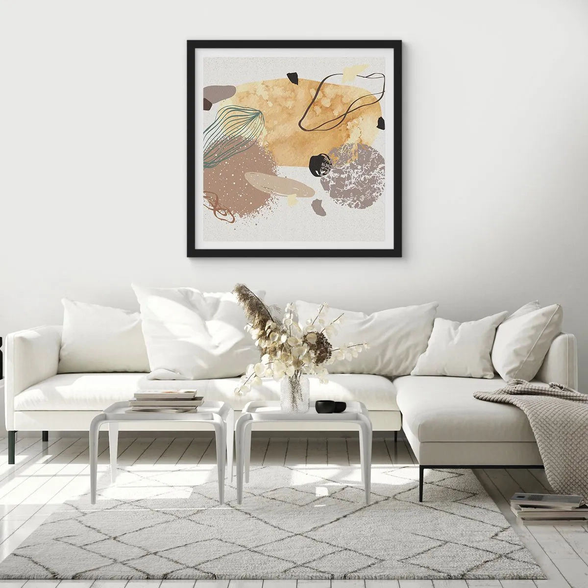 Póster en marco negro - Plumología aplicada - 60x60 cm