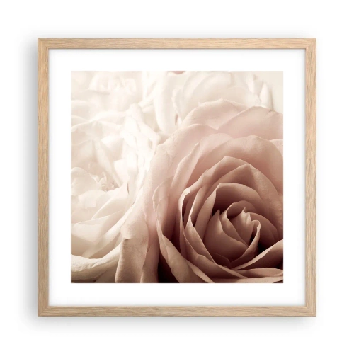 Póster en marco roble claro - En el corazón de una rosa - 40x40 cm