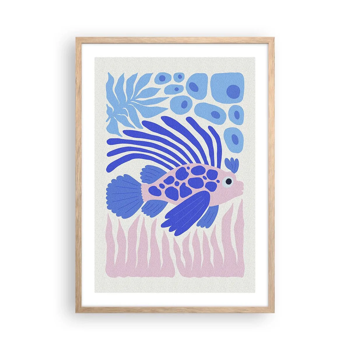 Póster en marco roble claro - En su mundo - 50x70 cm