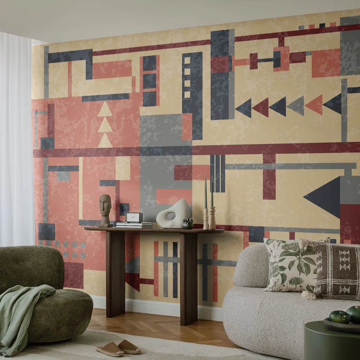 Fotomural Autadhesivo Deluxe Sticker - Una combinación de verticales y niveles - Abstracción, Pedazo, Patrón moderno - 250x175 cm