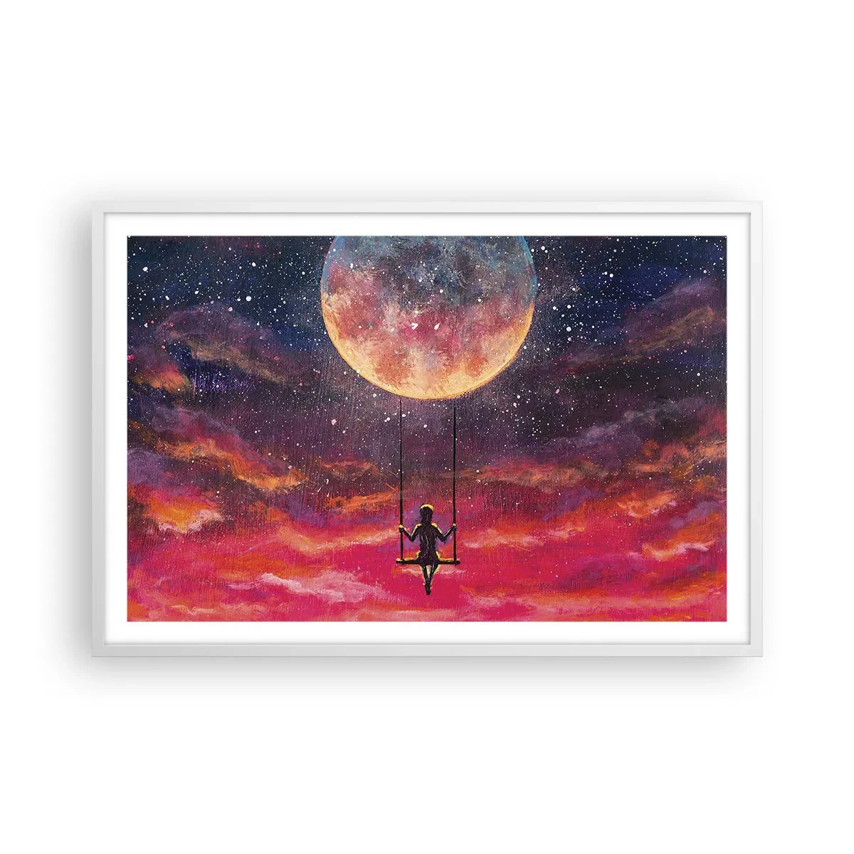 Póster en marco blanco - Disfrutar de las nubes - 91x61 cm