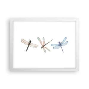 Póster en marco blanco - Libélulas ingrávidas - 40x30 cm