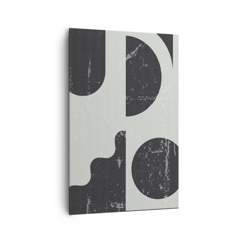 Cuadro sobre lienzo - Impresión de Imagen - Patrones geométricos en tonos negros y grises. - 80x120cm - Composición arriba y abajo - Decoración de pared moderna para salón y dormitorio ARTTOR