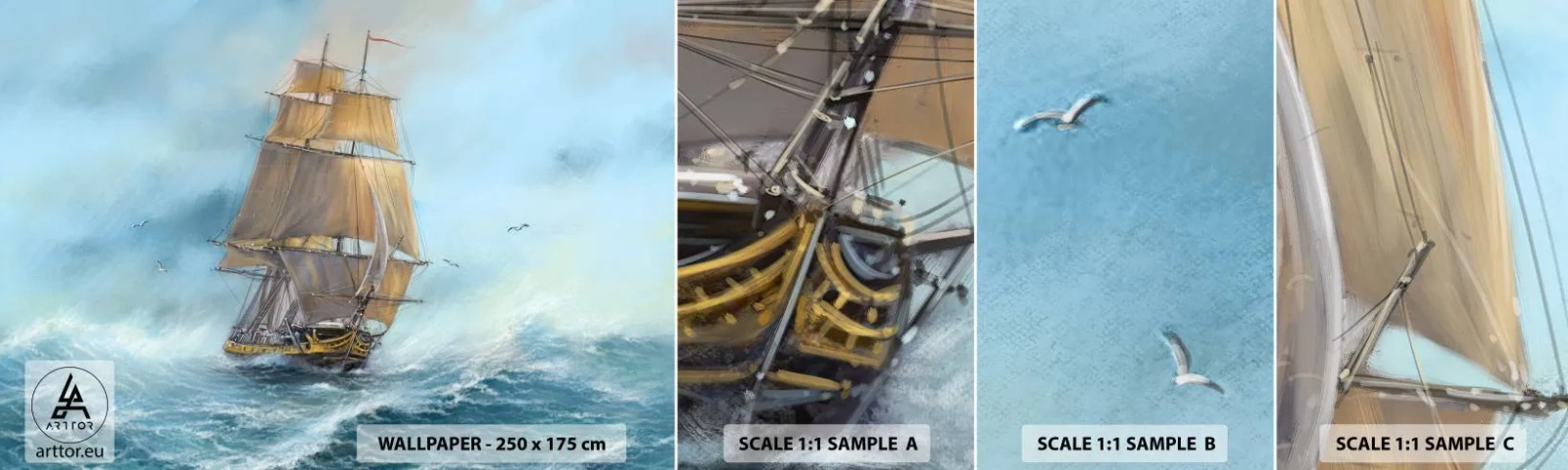 Muestra De Fotomural Standard Eco - Surcando las olas - Mar, Barco, Náutico - 100x30 cm