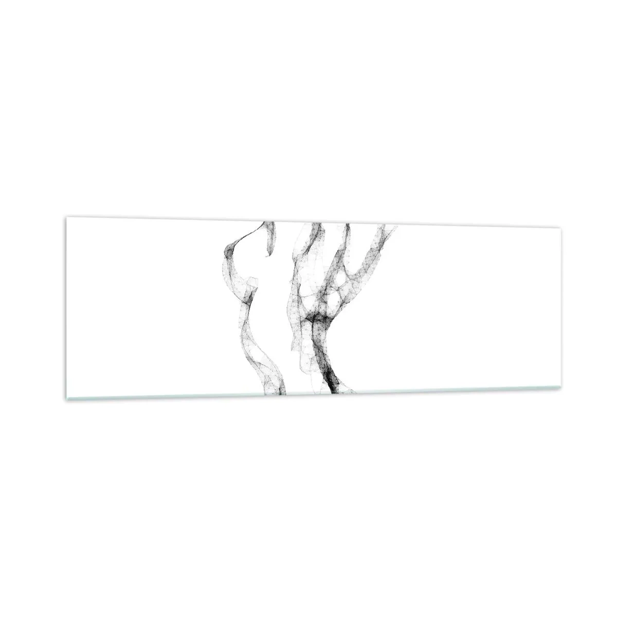Cuadro sobre vidrio - Impresiones sobre Vidrio - Líneas delicadas y abstractas que se asemejan a estelas de humo sobre un fondo claro. - 160x50cm - Hermosa y fuerte - Decoración de pared moderna para salón y dormitorio ARTTOR