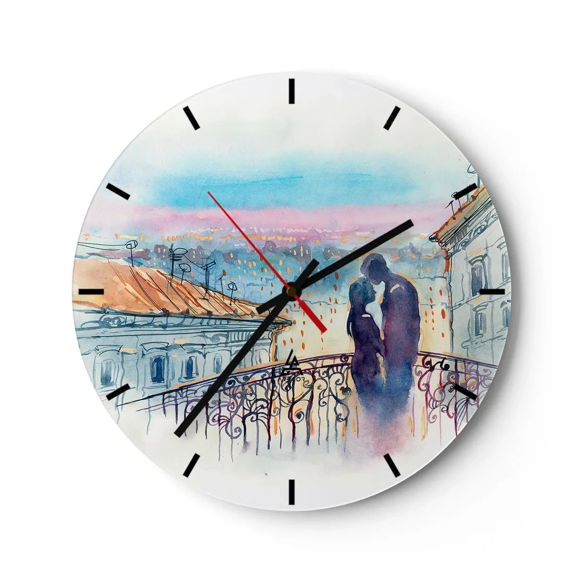 Reloj de pared - Reloj de vidrio - Los amantes de París - 40x40 cm