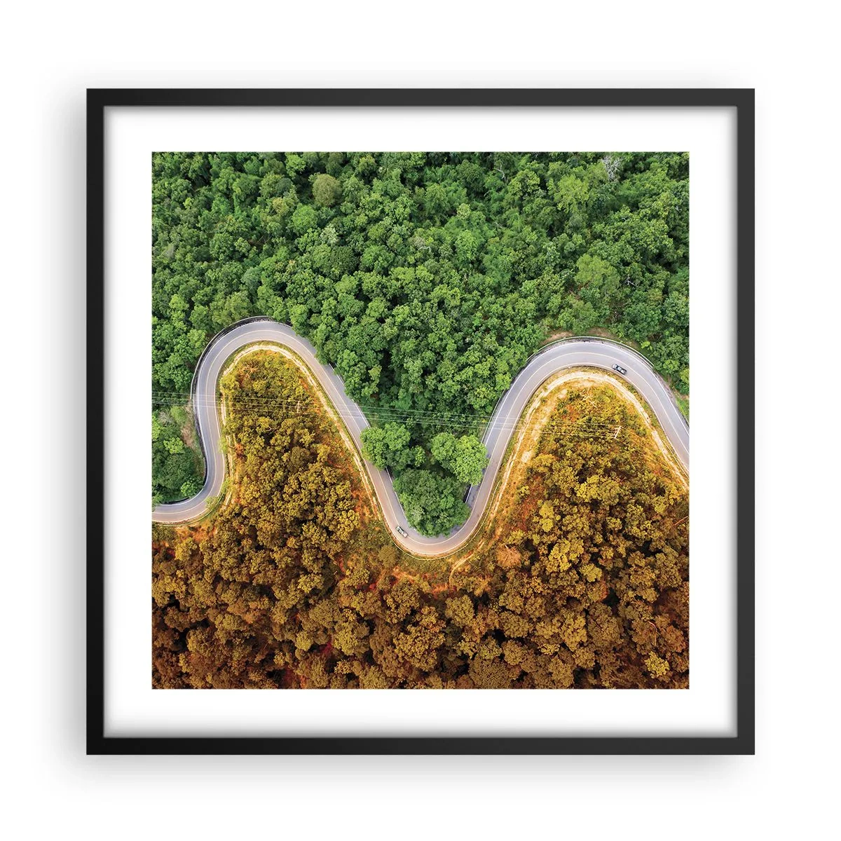 Póster en marco negro - Frontera serpenteante - 50x50 cm