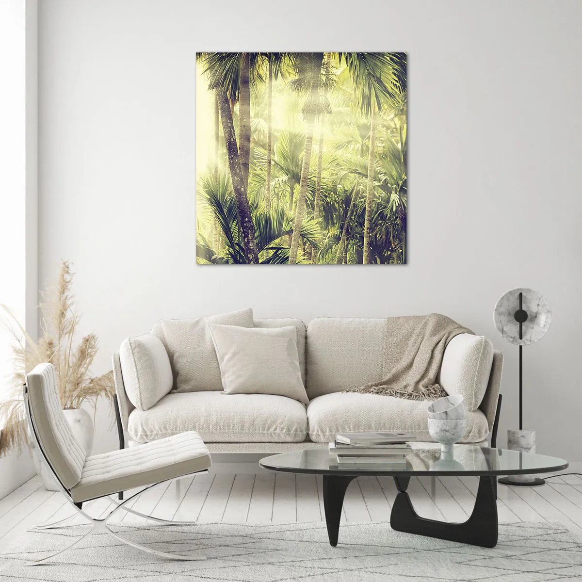 Cuadro sobre vidrio - Impresiones sobre Vidrio - En el cálido verde - 50x50 cm