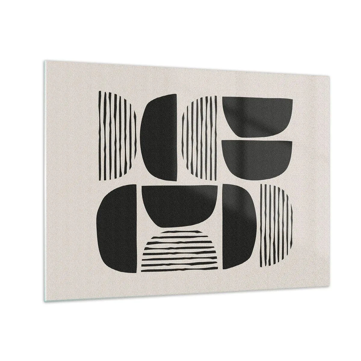 Cuadro sobre vidrio - Impresiones sobre Vidrio - Composición abstracta de formas geométricas con líneas. - 70x50cm - Arreglos a medias - Decoración de pared moderna para salón y dormitorio ARTTOR