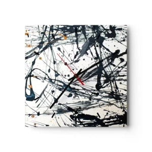 Reloj de pared - Reloj de vidrio - Patrón de pintura abstracta con líneas y manchas dinámicas. - 30x30cm - ¿Con o sin sentido? - Decoración de pared moderna para salón y dormitorio ARTTOR