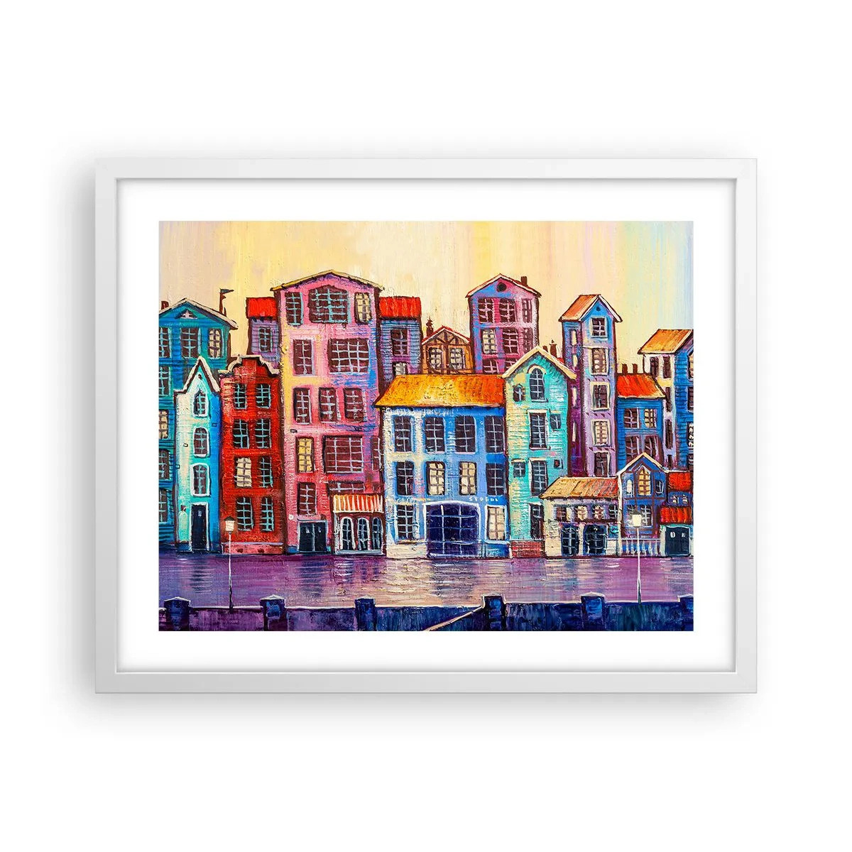 Póster en marco blanco - Una ciudad como un cuento de hadas - 50x40 cm