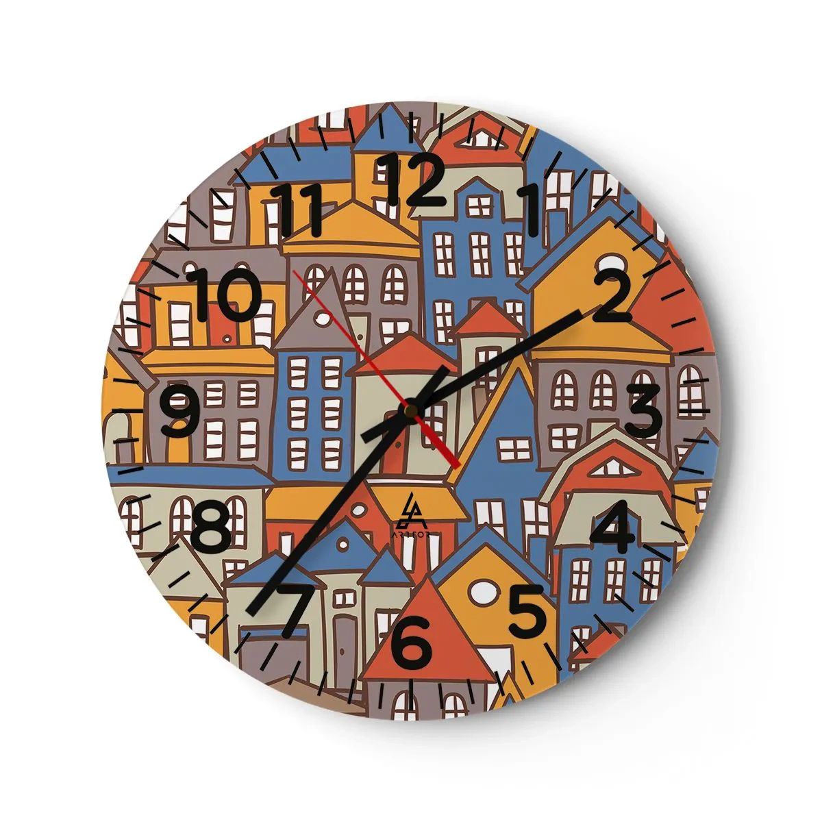 Reloj de pared - Reloj de vidrio - Casa tras casa - 40x40 cm