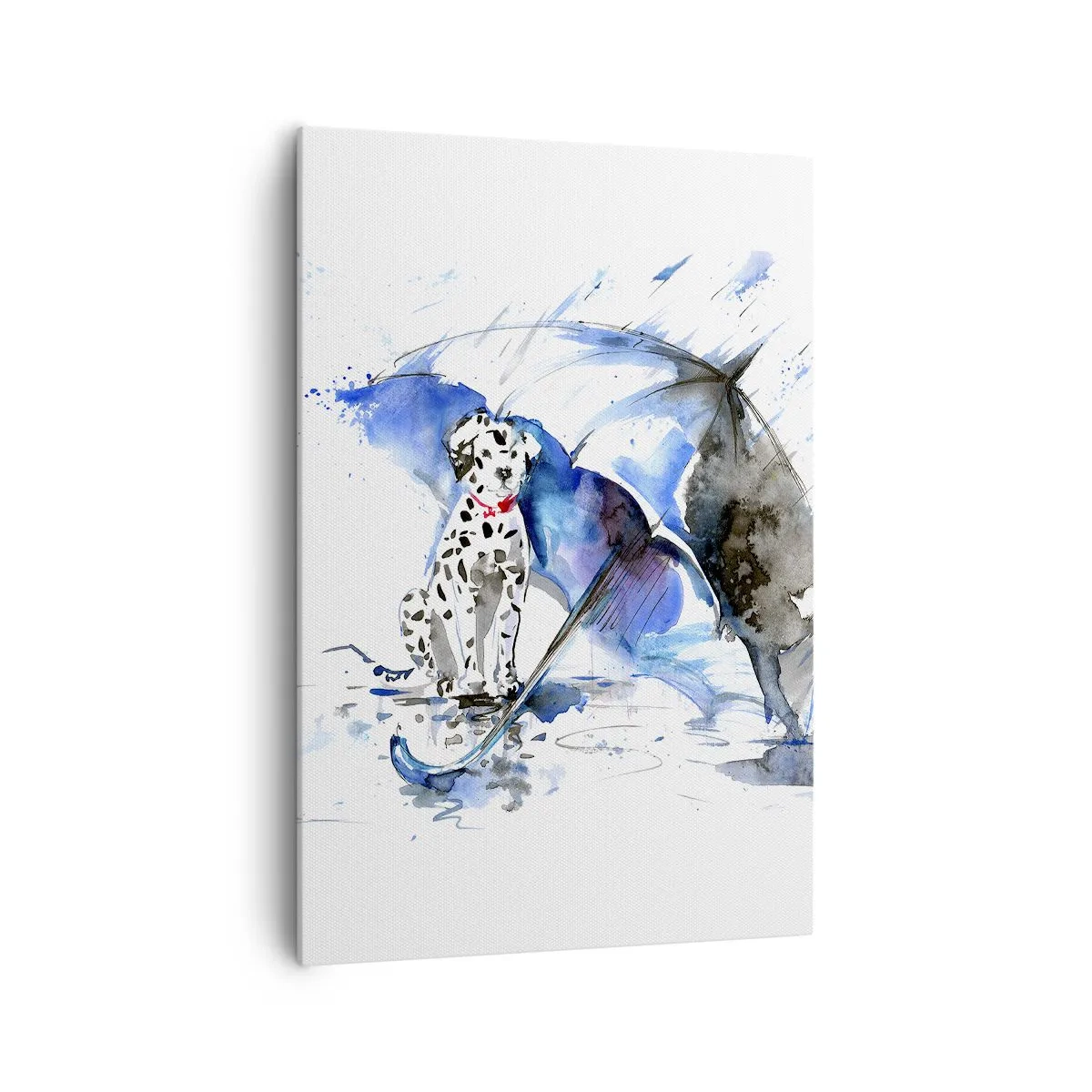 Cuadro sobre lienzo - Impresión de Imagen - Pintura de acuarela de un perro dálmata con un paraguas al fondo. - 70x100cm - Para eso está un amigo - Decoración de pared moderna para salón y dormitorio ARTTOR