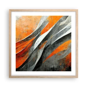 Póster en marco roble claro - Calor y frío - 50x50 cm