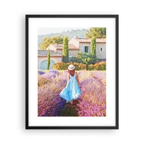 Póster en marco negro - La chica de la lavanda - 40x50 cm