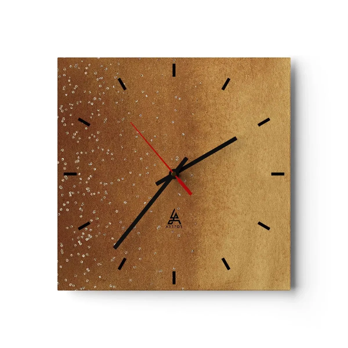 Reloj de pared - Reloj de vidrio - Un degradado dorado con brillo sutil y adornos. - 30x30cm - Nacimiento de la luz - Decoración de pared moderna para salón y dormitorio ARTTOR