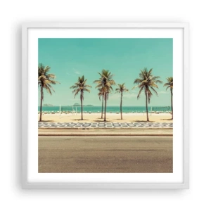 Póster en marco blanco - En la playa - 50x50 cm