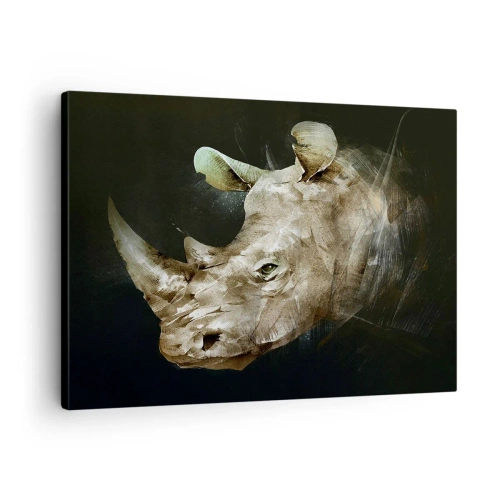 Cuadro sobre lienzo - Impresión de Imagen - Retrato de un rinoceronte en forma artística - 70x50cm - La verdadera fuerza - Decoración de pared moderna para salón y dormitorio ARTTOR