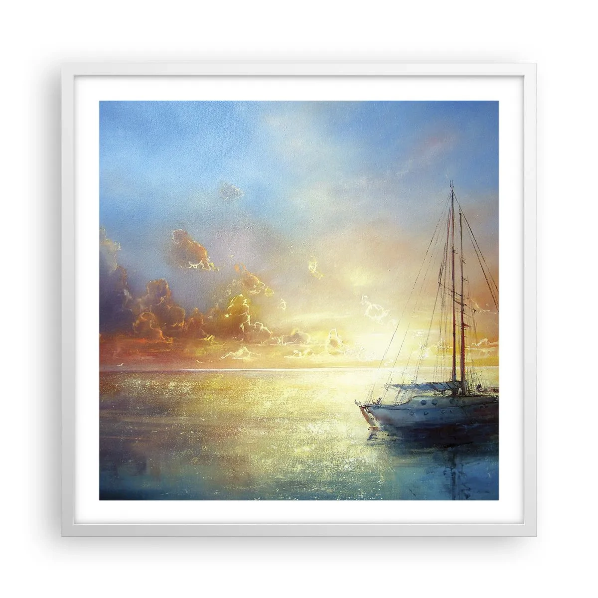 Póster en marco blanco - En una bahía dorada - 60x60 cm