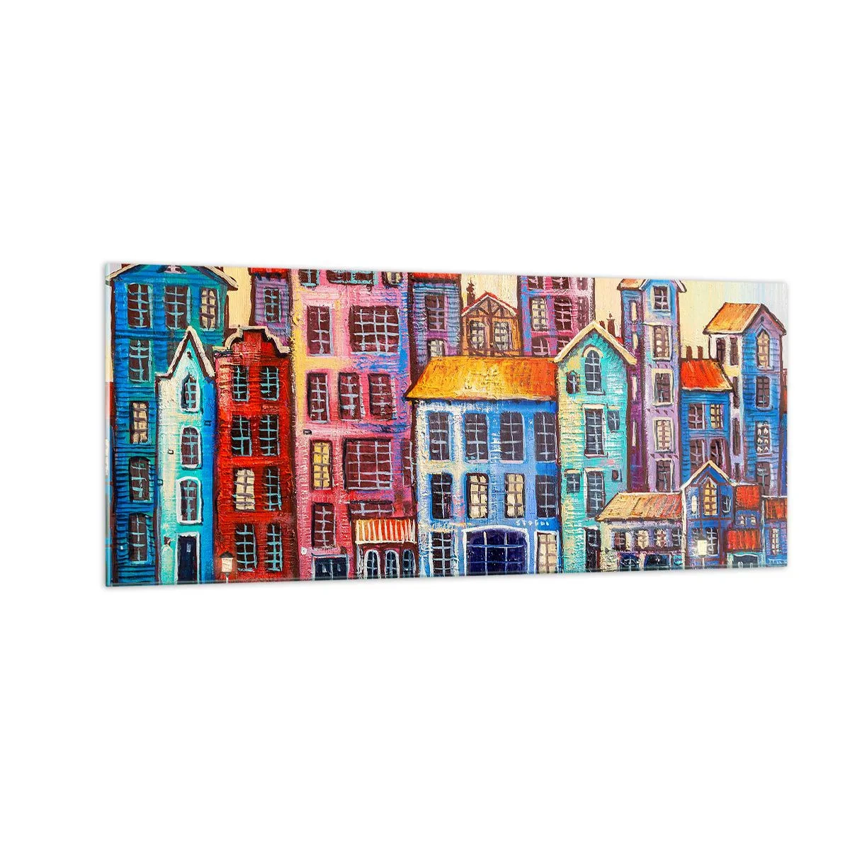 Cuadro sobre vidrio - Impresiones sobre Vidrio - Una ciudad como un cuento de hadas - 100x40 cm