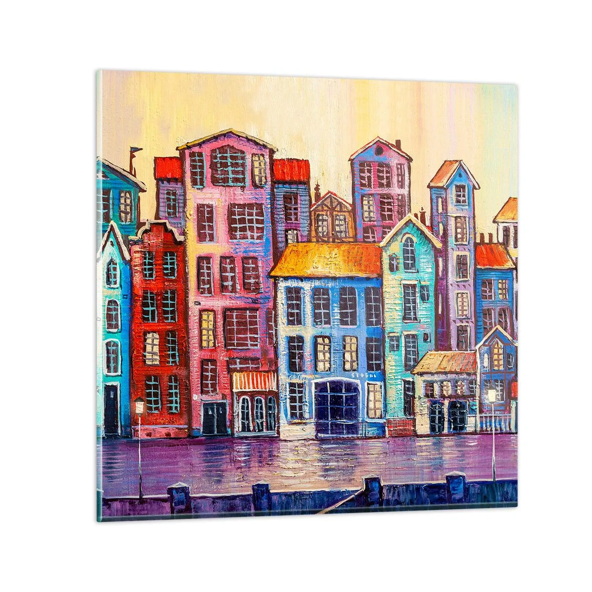 Cuadro sobre vidrio - Impresiones sobre Vidrio - Una ciudad como un cuento de hadas - 30x30 cm