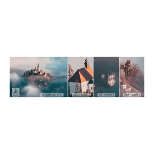 Muestra de fotomural autoadhesivo Deluxe Sticker - Isla de los sueños - Paisaje, Arquitectura, Iglesia - 100x30 cm