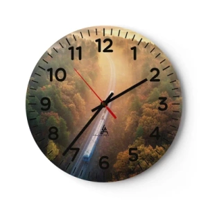 Reloj de pared - Reloj de vidrio - Un viaje otoñal - 30x30 cm