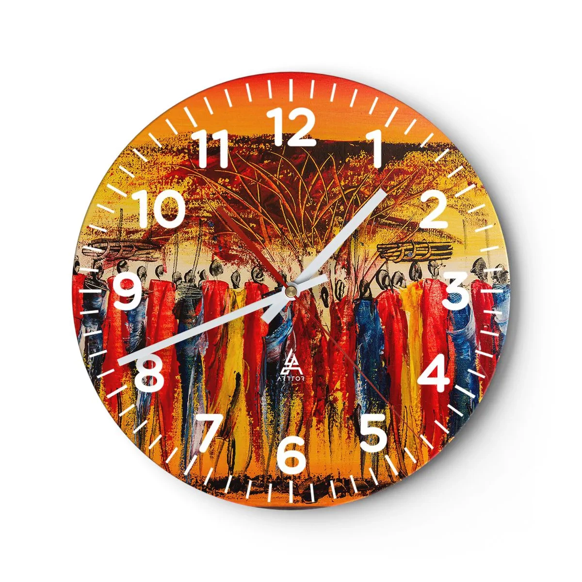 Reloj de pared - Reloj de vidrio - Allí, allí, allí van - 30x30 cm
