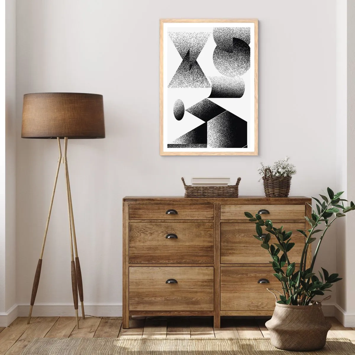 Póster en marco roble claro - Ángulos y óvalos - 50x70 cm