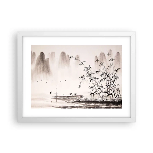 Póster en marco blanco - El silencio de los arrozales - 40x30 cm