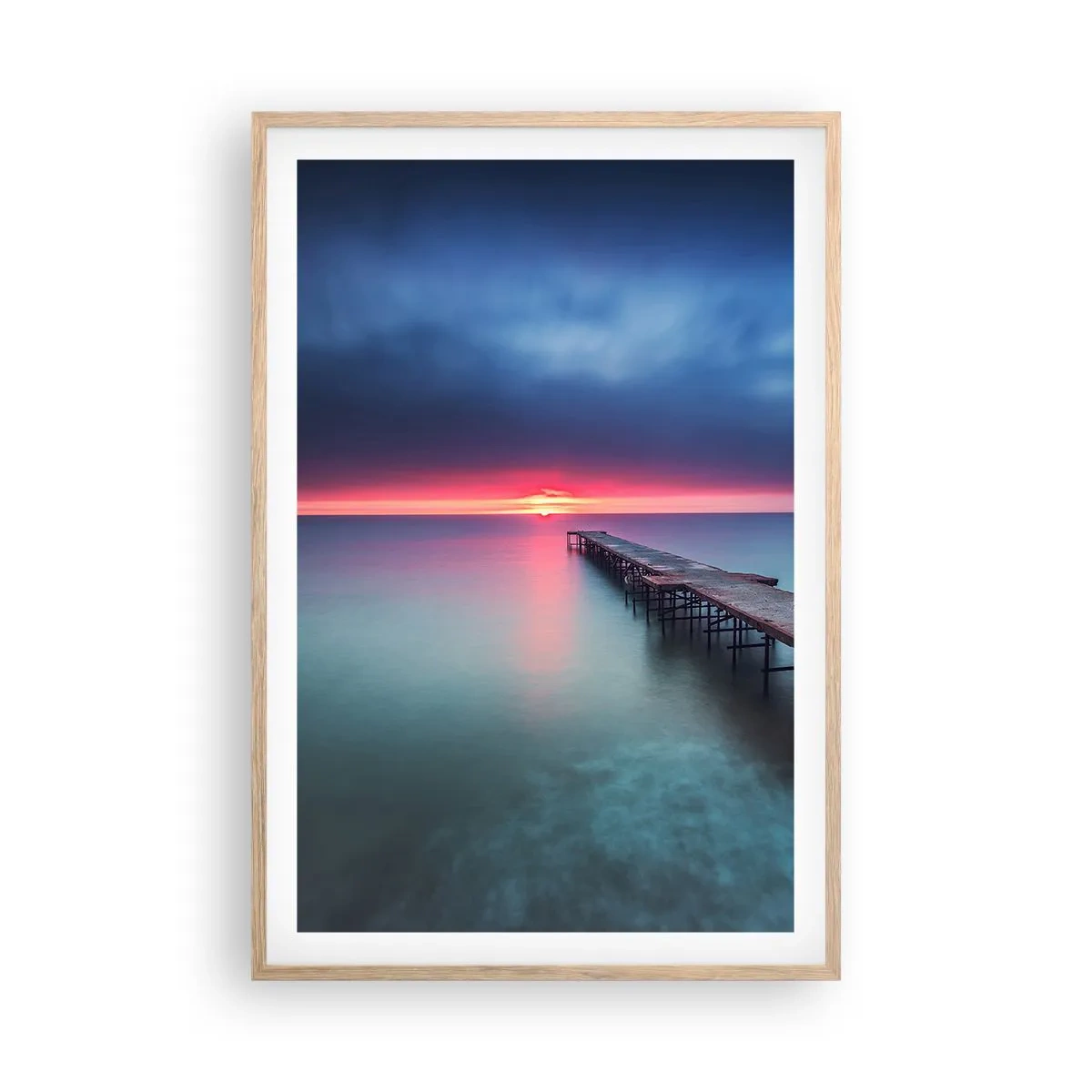 Póster en marco roble claro - Entre el cielo y el agua - 61x91 cm