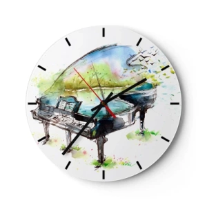 Reloj de pared - Reloj de vidrio - Encantado con la música - 40x40 cm