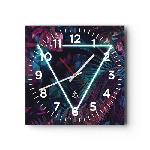 Reloj de pared - Reloj de vidrio - Jardín fluorescente - 40x40 cm