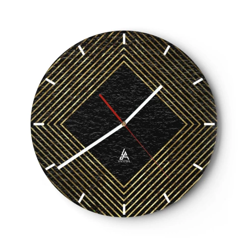 Reloj de pared - Reloj de vidrio - Geometría al estilo glamour - 40x40 cm