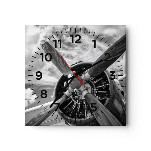 Reloj de pared - Reloj de vidrio - Conquistador de los cielos - 30x30 cm